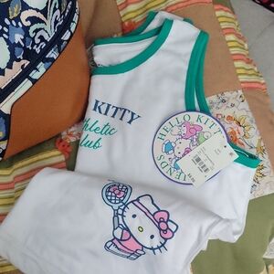 Hello Kitty White and Green Tank Top
